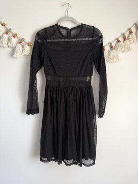 Mystic Los Angeles Lace Semi Sheer Polka Dot Mini Dress Whimsical Feminine S